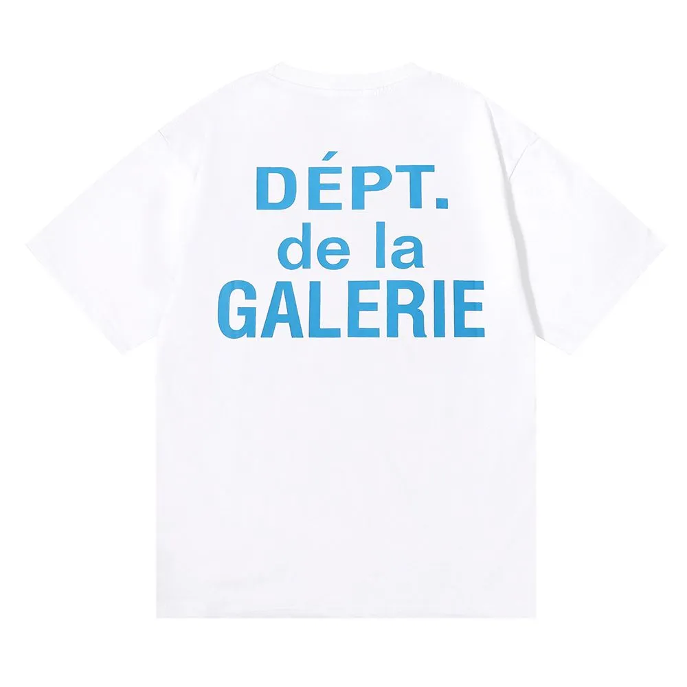 No. 6030, batch 96, American trendy brand GALLERY DEPT de la GALERIE classic printed high weight double yarn pure cotton short-sleeved T-shirt for men and women. Selected 230g 32 count smooth double yarn fabric, fine workmanship and excellent quality! The fit is loose and super comfortable to wear, and the size is 2 sizes larger than the normal domestic size.  Color: black, white; Size: S M L